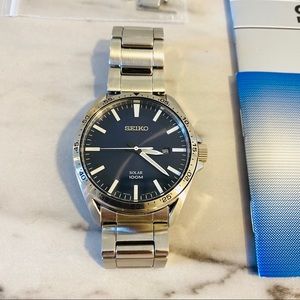 Seiko Solar Blue Dial Stainless Steel Men’s Watch